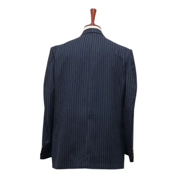 Mens 46R Blazer Sport Coat Wool Blue Green Pinstripe Jacket Formal Wedding Party